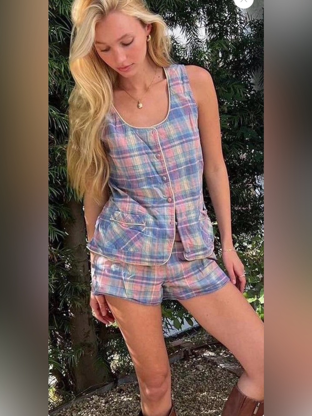 Vintage 90’s Victoria’s Secret milkmaid Vest Top Women’s M Cotton Cottagecore - Picture 2 of 13